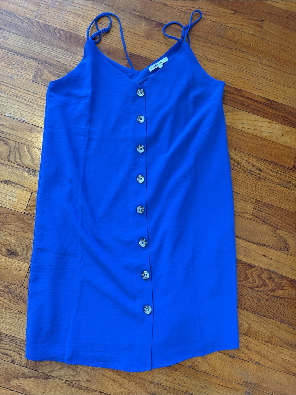 Naked Zebra Cobalt Blue Button-Front Mini Slip Dress